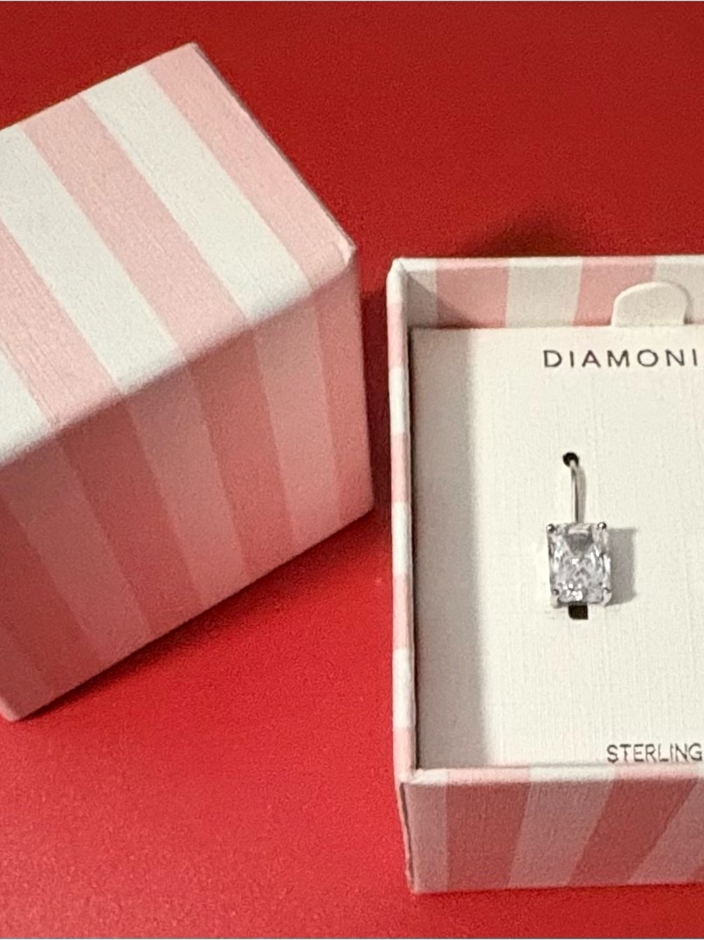 Diamonique Emerald Cut Sterling Silver Leverback Earrings